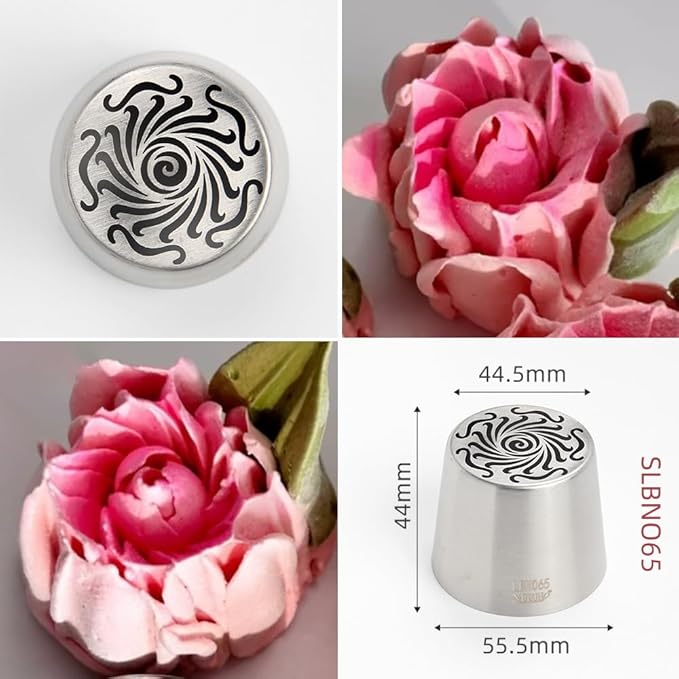 5 Pieces Stainless Steel XXL Russian Icing Nozzle Kit with 1 Ruffle Tip & 1 Clean Brush,Cake Decorating Frosting Piping Tip,Pastry Baking Tools