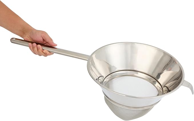 Restaurantware Chinois Strainer 1 Count 11.8" Stainless Steel Bouillon Cone with Extra Fine Mesh China Cap Strainer for Sauces, Stocks, Soups, Broths, Sifting, Sieving, Professional Kitchen Tools