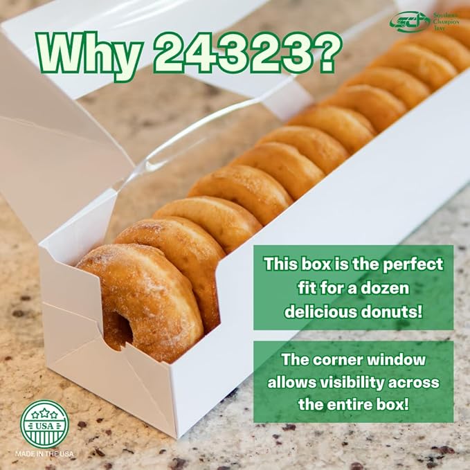 Southern Champion Tray 24323 Paperboard White Window Bakery Box, 18" Length x 4" Width x 3-1/2" Height (Case of 200)