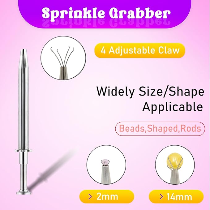 HIFUNBK Gold Sprinkles and Precision Applicator Kit, 10 in 1 Mixed Metallic Golden Baking Decorating Set with Sugar Pearl Tweezers for Cake Decoration, 200g (Gold)
