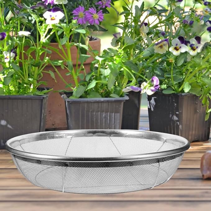 Stainless Steel Sifting Tool 18 Inches Diameter Garden Soil Sieve Manual Soil Sieve Sturdy and Stylish Great for Planting and Potting
