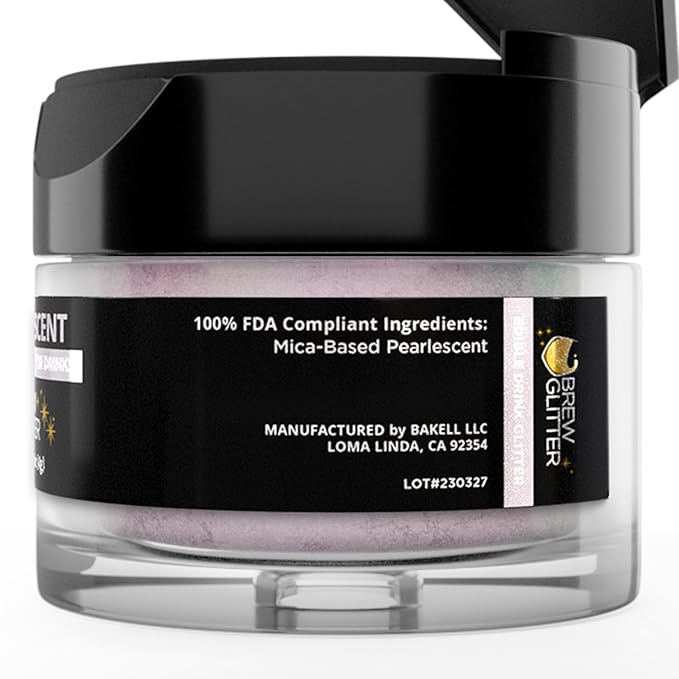 Brew Glitter Pink Iridescent Edible Drink Glitter 1x 4g Jar for Cocktails, Beer, & Beverages