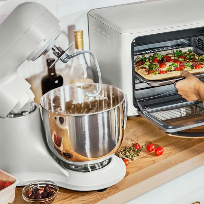 Beautiful 5.3QT 300W Stand Mixer with 12 Speeds, Tilt-Head, Splash Guard & Dishwasher-Safe Accessories, Soft Matte Finish – Mixes Up to 9 Dozen Cookies, Includes Dough Hook & Whisk (White Icing)