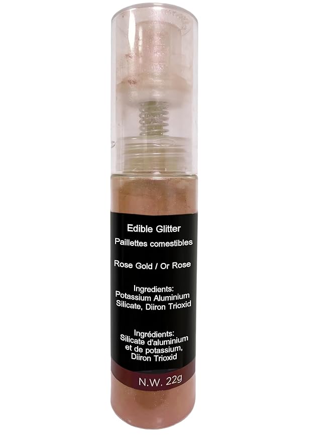 Edible Glitter Spray 22g (Rose Gold) - Metallic Food Coloring Powder, Food-Grade Glitter, Metallic Shimmer Edible Color Powder - for Beverages, Cocktail, Cake Decorating, Baking, Icing, Candy