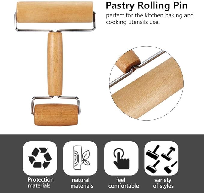 Dough Baker Roller Set Wooden Rolling Pin Baking Kitchen Utensils for Pastry, Pizza,Cookie and More(Type 1)