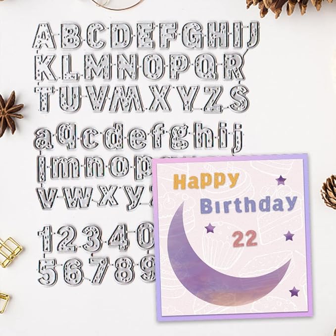 Capital Alphabet Letters Die Cuts for Card Making, Number Words Cutting Dies Sets Alphabets Dies Stencils Embossing Template for Scrapbooking DIY Cards Album Crafts Supplies