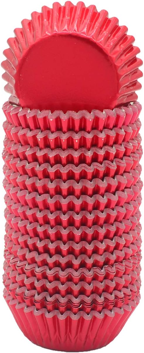 Mini Red Foil Cupcake Liners Muffin Baking Cups for Party and More, 300-Count