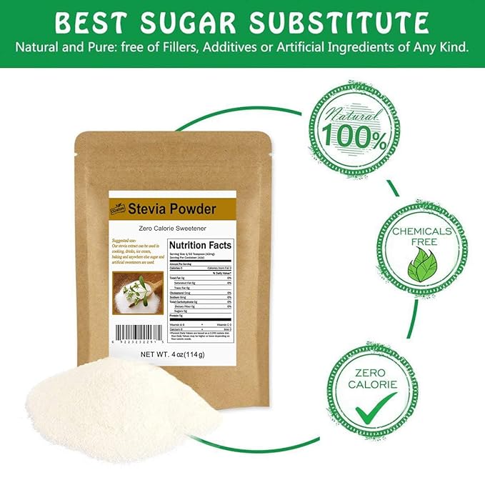 CCnature Stevia Powder Extract Natural Sweetener Zero Calorie Sugar Substitute 4oz