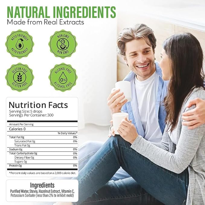 Stevia Select Hazelnut Stevia Extract Liquid - Zero Calorie Sweetener - All Natural Liquid Sugar Substitute - Pure Stevia Plant - Based Sugar Keto Sweetener 2 Oz (2 Pack)