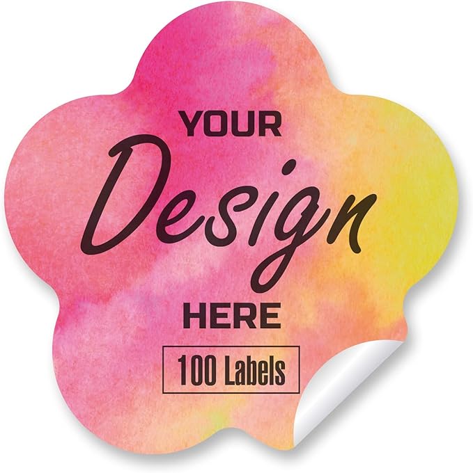 Custom Stickers Personalized Labels - Customized Stickers with Any Design Image Logo Text,Custom Thank You Label Stickers,Custom Stickers for Business Logo,100 Labels (Flower,5.5"x5.5")