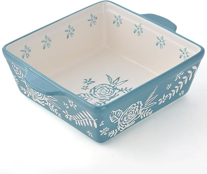 Wisenvoy Baking Dish 8x8 Baking Pan Brownie Pan Casserole Dish Hand-Painted Casserole Dishes For Oven Lasagna Pan