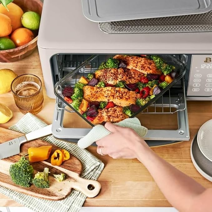 Beautiful Infrared Air Fryer Toaster Oven Kit – Special Edition Multi‑Function Countertop Oven with 10 Presets, Fast Heating & Accessories by Drew Barrymore (Porcini)