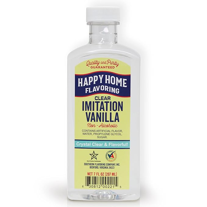 Happy Home Clear Imitation Vanilla Flavoring, Non-Alcoholic, Certified Kosher, 7 oz.
