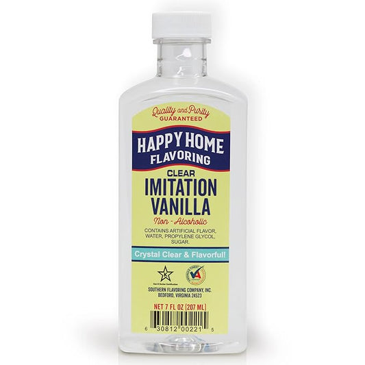 Happy Home Clear Imitation Vanilla Flavoring, Non-Alcoholic, Certified Kosher, 7 oz.