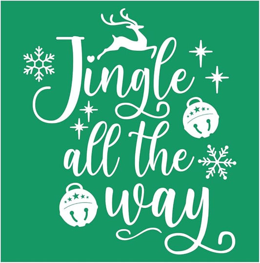 DGAGA Christmas Silk Screen Stencils Reusable Self Adhesive Jingle All The Way Chalk Mesh Stencils Silkscreen Pattern Stencil for Winter Decoration, DIY Home and Wood Signs