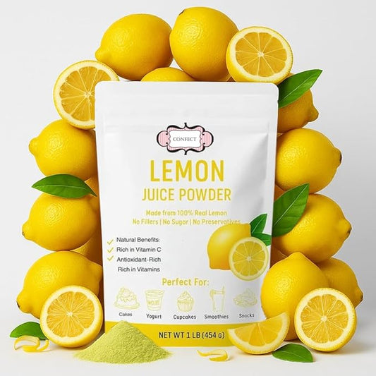 Confect Lemon Juice Powder | Pure & Natural Fruit Powder for Smoothies, Baking, Beverages, Juices, Tea & DIY Recipes | Vegan, Gluten-Free, No Added Sugar – 10 OZ