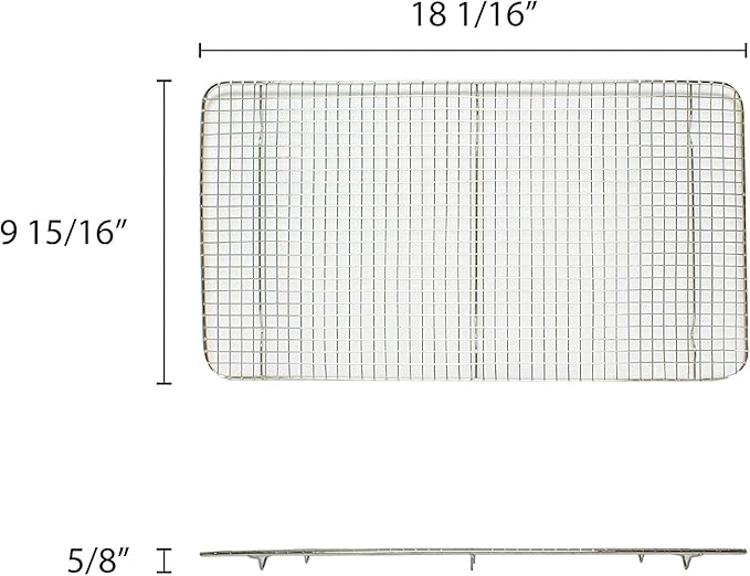 TrueCraftware- 18"x 10" Full Size Rectangular Wire Pan Grate Chrome-Plated Set of 2 -Fits Full Size Sheet Pans Cookie Pans Cooling Rack Baking Sheet Grate Cake Rack for Pies Cookies Pastries Cakes
