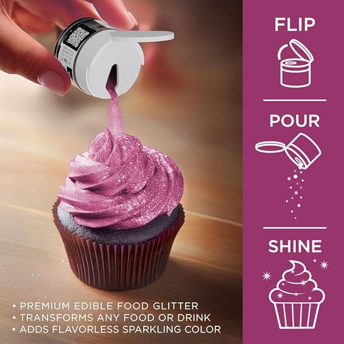 Bakell - Cranberry Tinker Dust (5g, 1x Jar) Edible Glitter for Food, Desserts, and Beverages!