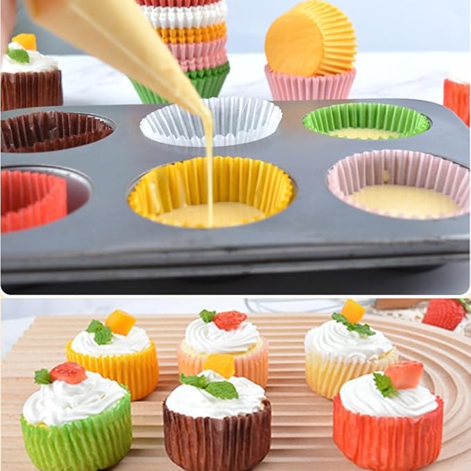 Rainbow Standard Cupcake Liners 400 Count Colorful Paper Baking Cups Disposable Cupcake Wrappers for Holiday and Party Baking Supplies