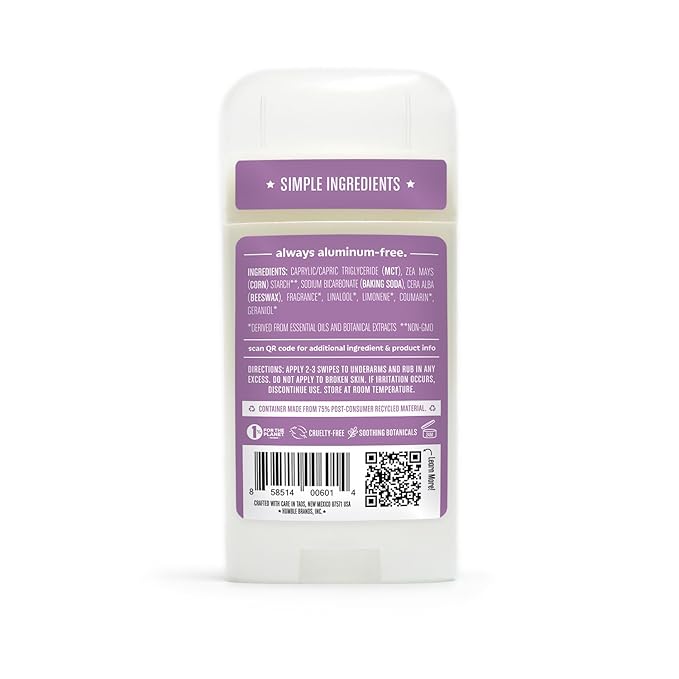 HUMBLE BRANDS Original Formula Aluminum-free Deodorant. Long Lasting Odor Control with Baking Soda and Essential Oils, Mountain Lavender, Pack of 3