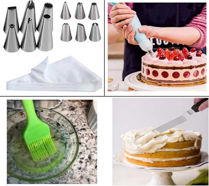 Cake Square Pan Sets for Baking + Cake Decorating Supplies: 4 Non-Stick Springform Pans Set (8.5,9.5, 10, 11 inches), Icing Tips, Cake Leveler – Multi-functional Leak-Proof CheeseCake Pan & eBook