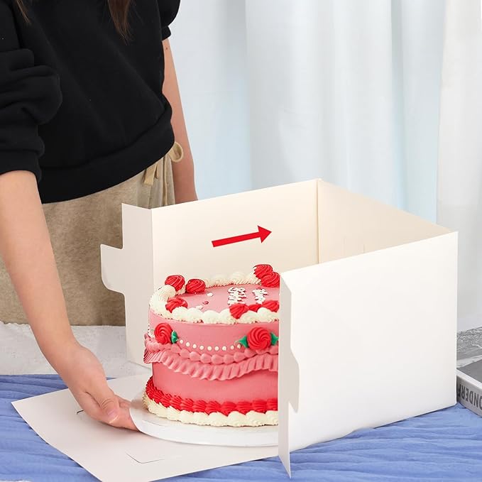 Moretoes 28pcs Cake Boxes, 10x10x8 Inch Bakery Boxes, Cake Boxes for Pastries, Desserts, Pie, Valentine's Day, Mother's Day, Birthday Party, White