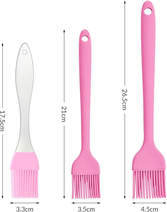 6 pieces basting brush for grilling,pastry brush,bbq basting brush,basting brush,rubber brush for cooking,basting brush for cooking,silicone bbq brush,barbecue sauce brush (pink)