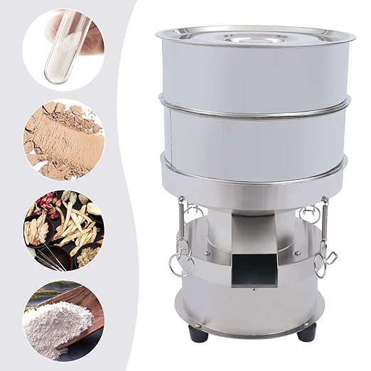 Electric Vibrating Sifter, Food Industrial Sifter Automatic Sieve Shaker 110V Electric Screening Vibrating Machine, 40 Mesh 60 Mesh Flour Powder Sifter for Sieve Particles Powders