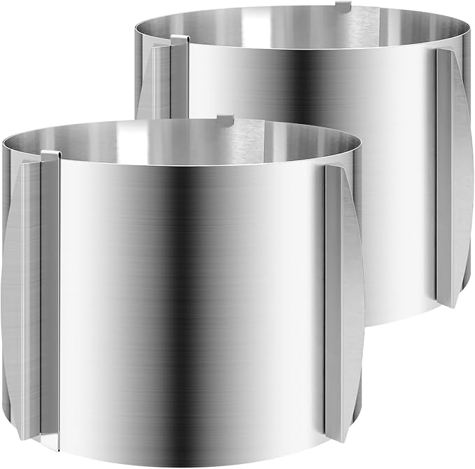 2 Pcs 6-12 Inch Adjustable Cake Mold Ring, 5.91'' High, 6 to 12'' Adjustable Cake Ring Cake Baking Supplies Baking Rings Round Stainless Steel Bakeware Tools with Scaling DIY Baking Mold Tool