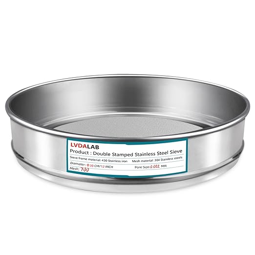 304 Stainless Steel Lab Sieve Screen Mesh, 700 Mesh(0.022mm) Aperture Test Sieve, 12Inch(30cm) Diameter Economy Standard Analysis Sample Test Sieves for Industrial Laboratory Homes