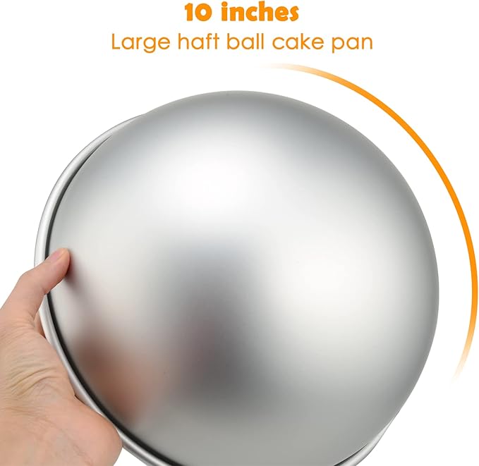 10 Inches Dome Cake Pan, Football Cake Pan, Hemisphere, DIY 3D Soccer Birthday Pan, Aluminum Cake Mold Nonstick Baking Tool (10 inch)