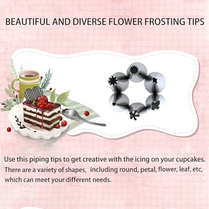 12 Pcs Piping Tips Set, Stainless Steel Piping Tips Piping Nozzles Icing Tips Kit for DIY Cake Cupcake Cookies Decorating