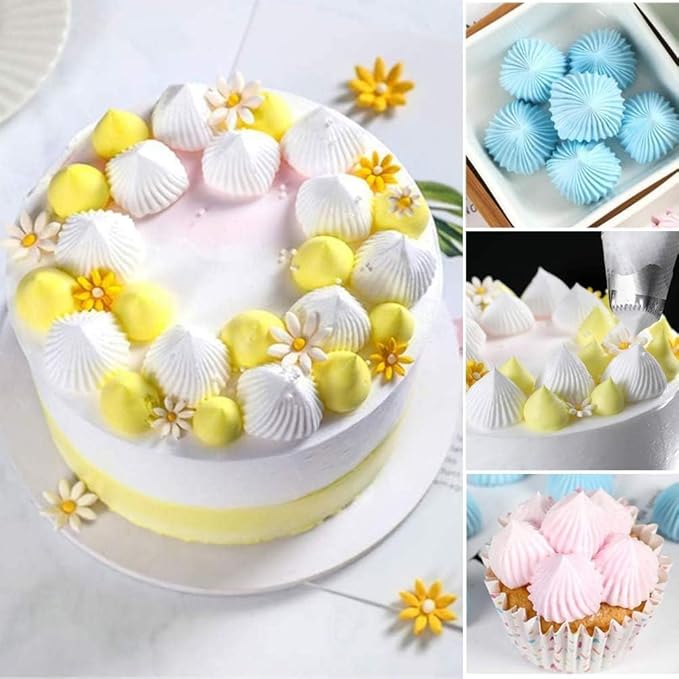 Large Piping Nozzles, 4Pcs #9FT #F02#F06#R22L Stainless Steel Seamless Icing Piping Nozzle Tip Set for Cupcakes and Baking
