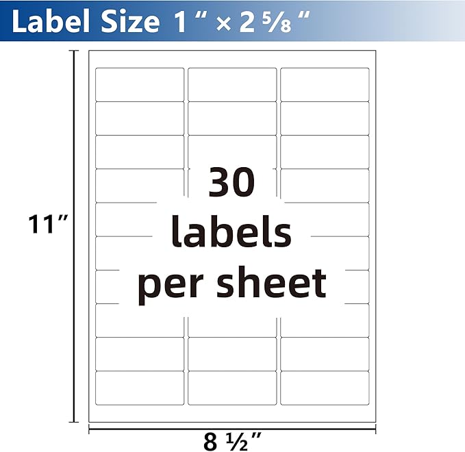 Waterproof Printable Address Labels,1" x 2-5/8" Matte Clear Mailing Labels for Printer,750 Total,Envelopes,Shipping,Packaging,Home or Office Use