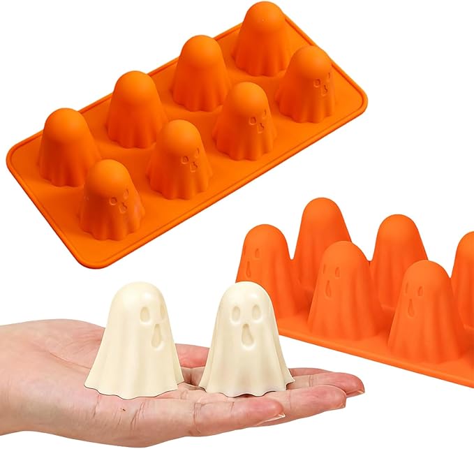 2 Pcs Halloween Silicone Molds for Chocolate 3D Ghost Silicone Mold Cute Spooky Halloween Chocolate Molds for Sugar Cake Soap Candy Mold Jelly Making DIY Tools