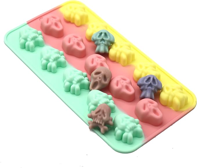 X-Haibei Halloween Skull Ice Cube Chocolate Candy Crayons Soap Mould Silicone Mold Party Maker Dia. 1-inch
