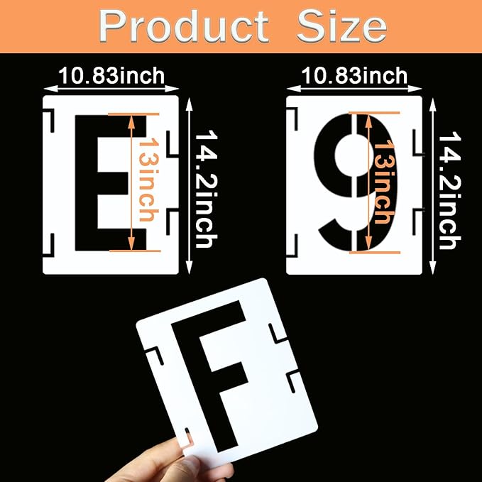YEAJON 13 Inch Letter Stencils Symbol Numbers Craft Stencils, 42 Pcs Reusable Alphabet Templates Interlocking Stencil Kit for Painting on Wood, Wall, Fabric, Rock, Sign, DIY Art Projects