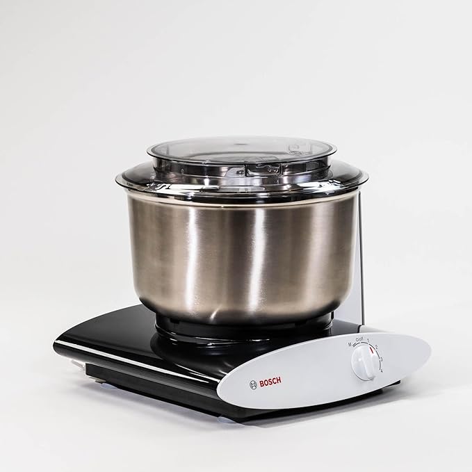 Bosch Universal Plus Stand Mixer with Stainless Steel Bowl with NutriMill Dough Hook Extender Bundle- Black 500 Watt