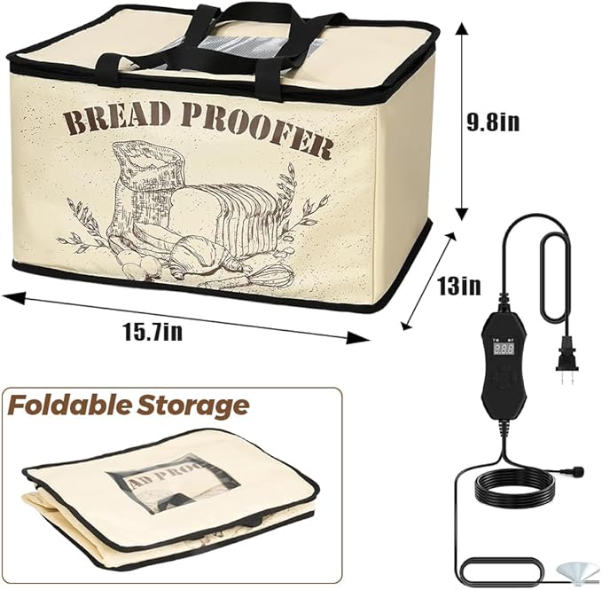 Folding Bread Proofing Box, Sourdough Bread Proofer Warming Box with Shelf and Heater Precise Temperature Fermentation (50–113℉) Dough Start Container for Home Making Pizza Baking Kombucha