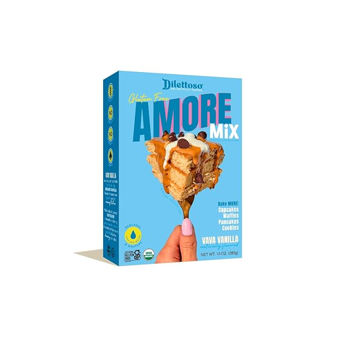 Dilettoso's Organic Gluten-Free Oat Flour Baking Mix | Vanilla | Pancakes, Waffles, Cupcakes, Brownies, and Cookies | 10oz AMORE Mix (1 Box)