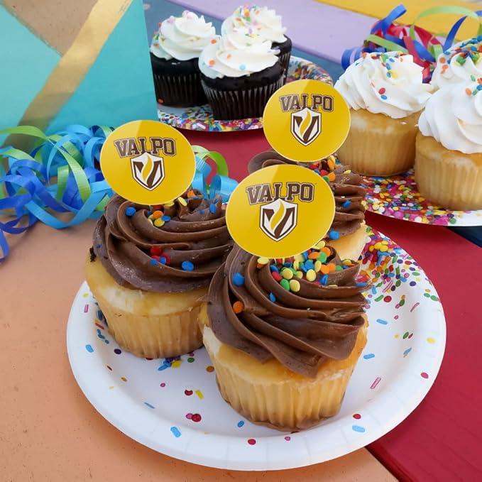Valparaiso University Primary Logo Cupcake Picks Toppers Decoration Set of 6