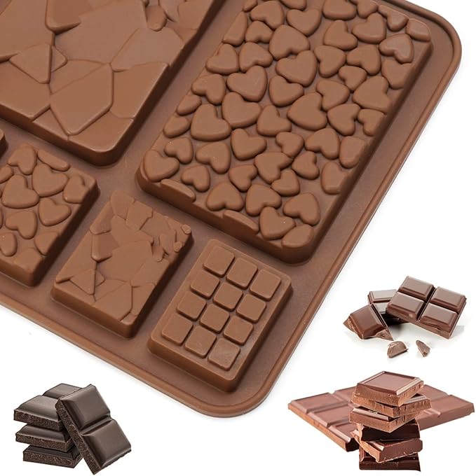 4 Pack Silicone Molds for Chocolate and Candy – Flexible Square Silicone Molds for Baking, Truffles, Butter, Wax Melts and Mini Chocolate Bars, Easy to Release and Clean