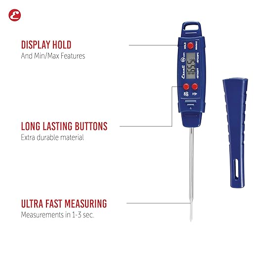 Escali DHP3 Advanced Digital Waterproof Meat Thermometer, Temperature Hold, Protective Sheath Handle IPX7 Protection