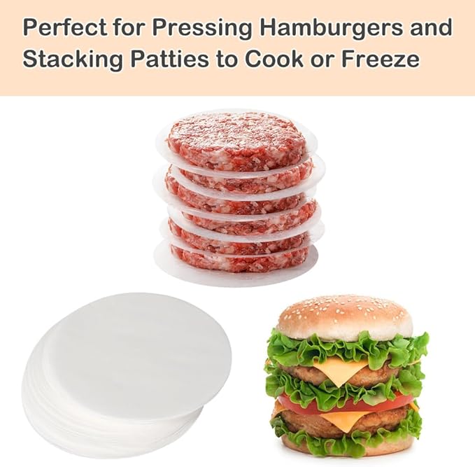 BYKITCHEN 7 Inch Parchment Paper Rounds, Set of 220, Burger Patty Paper/Hamburger Press Paper, Non Stick Pre-cut Round Parchment Paper for Cake Pan, Springform Pan, Smash Burger Press and More