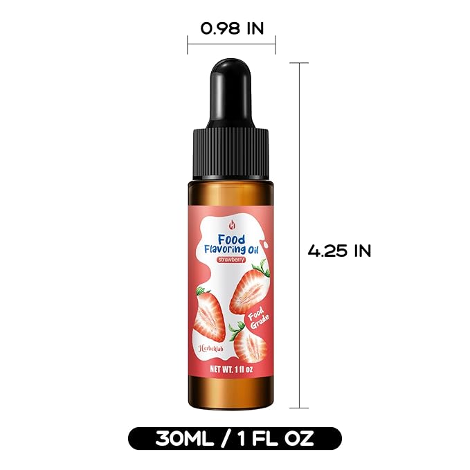 Strawberry Flavoring Extract – 1 fl oz Concentrated Food Flavoring Oil for Baking, Candy Making, Lip Gloss & Desserts, with Glass Dropper