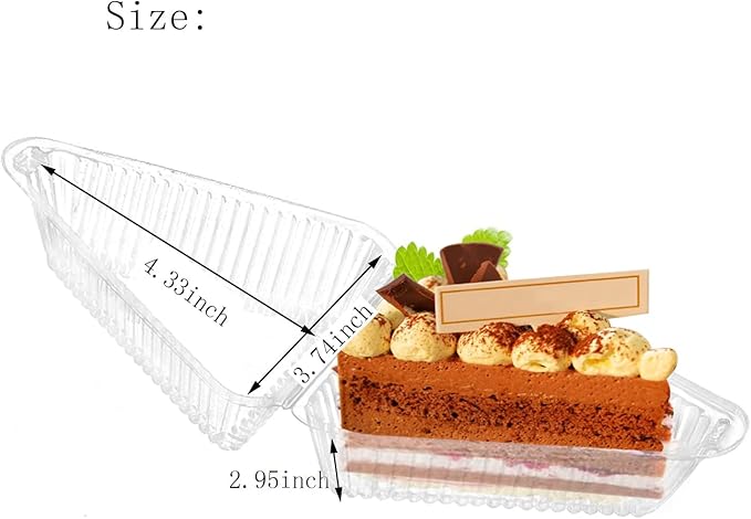Goiio 300 Pieces Cake Slice Plastic Containers, 4.33 Inches Hinged Lid Cheese Cake Container, for Home, Bakery and Cafe