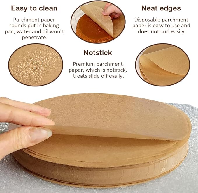 300 Pcs 8 Inch Round Parchment Paper, Round Parchment Paper for Baking, Round Parchment Liners for Tortillas, Cake Pan