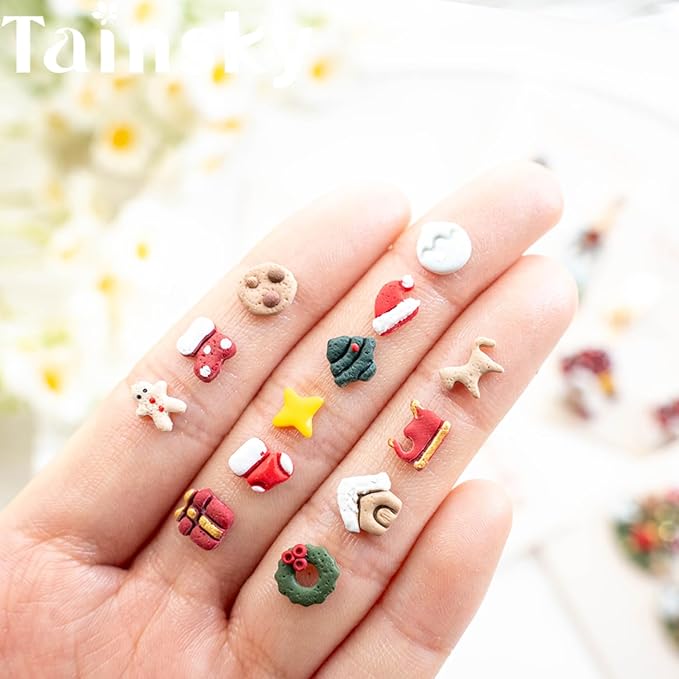 Tainsky 9 Shapes Mirco Christmas Polymer Clay Cutters, Winter Clay Cutters for Earrings Making Clay Jewelry