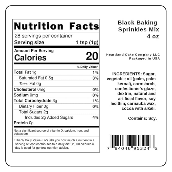 Black Sprinkles for Baking Cakes, Cupcakes, Cookie Decorations, Ice Cream and Donut Toppings Edible Decorating Baking Supplies - 4 oz package (Black)