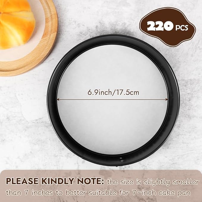 BYKITCHEN 7 Inch Parchment Paper Rounds, Set of 220, Burger Patty Paper/Hamburger Press Paper, Non Stick Pre-cut Round Parchment Paper for Cake Pan, Springform Pan, Smash Burger Press and More